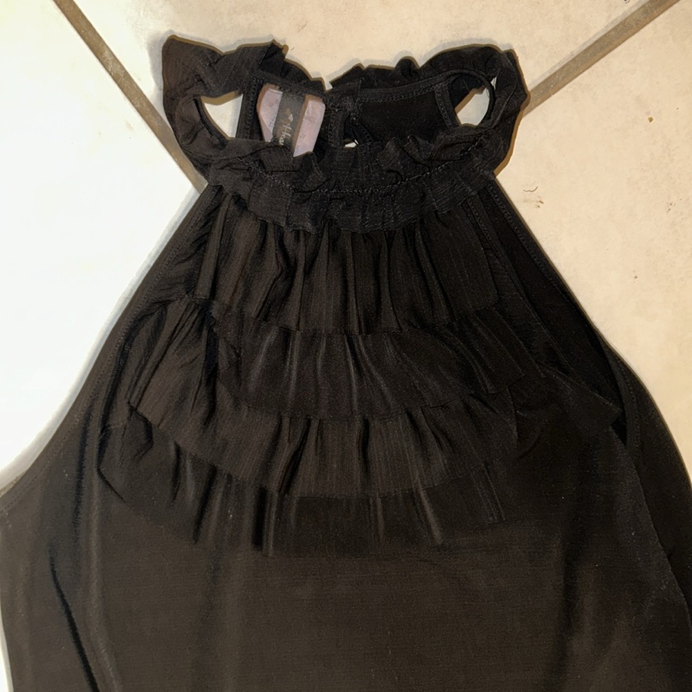 HeartSoul Black Ruffles Large Top Blouse Sleeveless - Picture 7 of 8
